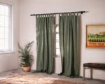 birlik1952 stonewashed perde taş yıkama eskitme keten perde linen curtain cotton fabric bohem boho bodrum toptan whosale perdeci rustik mixed all in one yeşil ceviz yeşili green wallnut sage