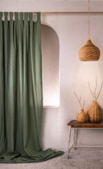 birlik1952 stonewashed perde taş yıkama eskitme keten perde linen curtain cotton fabric bohem boho bodrum toptan whosale perdeci rustik mixed all in one yeşil ceviz yeşili green wallnut sage