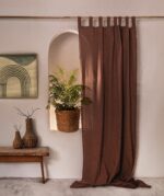 birlik1952 stonewashed perde taş yıkama eskitme keten perde linen curtain cotton fabric bohem boho bodrum toptan whosale perdeci rustik mixed all in one kahve coffee dark brown