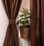 birlik1952 stonewashed perde taş yıkama eskitme keten perde linen curtain cotton fabric bohem boho bodrum toptan whosale perdeci rustik mixed all in one kahve coffee dark brown