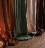 birlik1952 stonewashed perde taş yıkama eskitme keten perde linen curtain cotton fabric bohem boho bodrum toptan whosale perdeci rustik mixed all in one green beige cream vizon yeşil kahve karamel beyaz white caramel brown