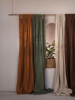 birlik1952 stonewashed perde taş yıkama eskitme keten perde linen curtain cotton fabric bohem boho bodrum toptan whosale perdeci rustik mixed all in one green beige cream vizon yeşil kahve karamel beyaz white caramel brown