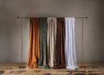 birlik1952 stonewashed perde taş yıkama eskitme keten perde linen curtain cotton fabric bohem boho bodrum toptan whosale perdeci rustik mixed all in one green beige cream vizon yeşil kahve karamel beyaz white caramel brown