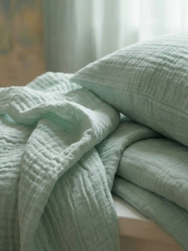 birlik1952 beshiq müslin bebek çocuk nevresim takımı bed linen baby crip gauze whosale baby child atelier chox luxury adaçayı yeşil sage