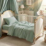 birlik1952 beshiq müslin bebek çocuk nevresim takımı bed linen baby crip gauze whosale baby child atelier chox luxury adaçayı yeşil sage