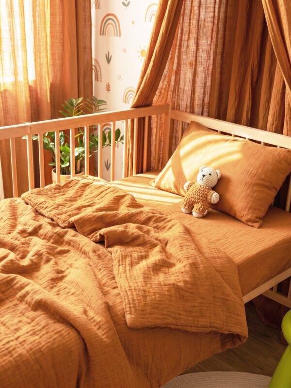 birlik1952 beshiq müslin bebek çocuk nevresim takımı bed linen baby crip gauze whosale baby child atelier chox luxury caramel karamel