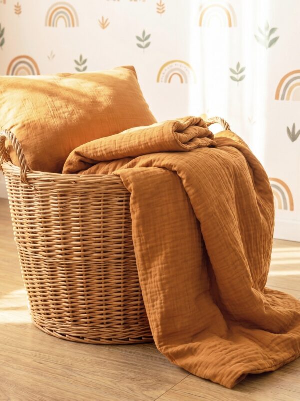 birlik1952 beshiq müslin bebek çocuk nevresim takımı bed linen baby crip gauze whosale baby child atelier chox luxury caramel karamel