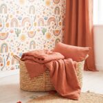 birlik1952 beshiq müslin bebek çocuk nevresim takımı bed linen baby crip gauze whosale baby child atelier chox luxury terracota kiremit