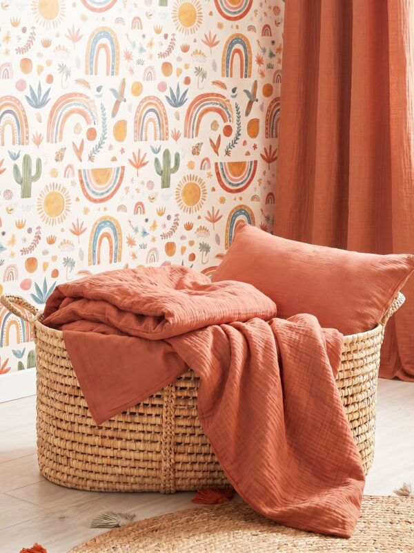 birlik1952 beshiq müslin bebek çocuk nevresim takımı bed linen baby crip gauze whosale baby child atelier chox luxury terracota kiremit