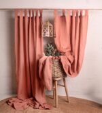 birlik1952 müslin muslin perde boho bohem natural pamuk keten gauze linen curtain coral terracota
