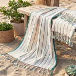 birlik1952 keten linen pamuk koton cotton peştemal beach towel plaj havlusu whosale toptan italy çizgili striped turkuaz yeşil