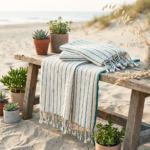 birlik1952 keten linen pamuk koton cotton peştemal beach towel plaj havlusu whosale toptan italy çizgili striped turkuaz yeşil